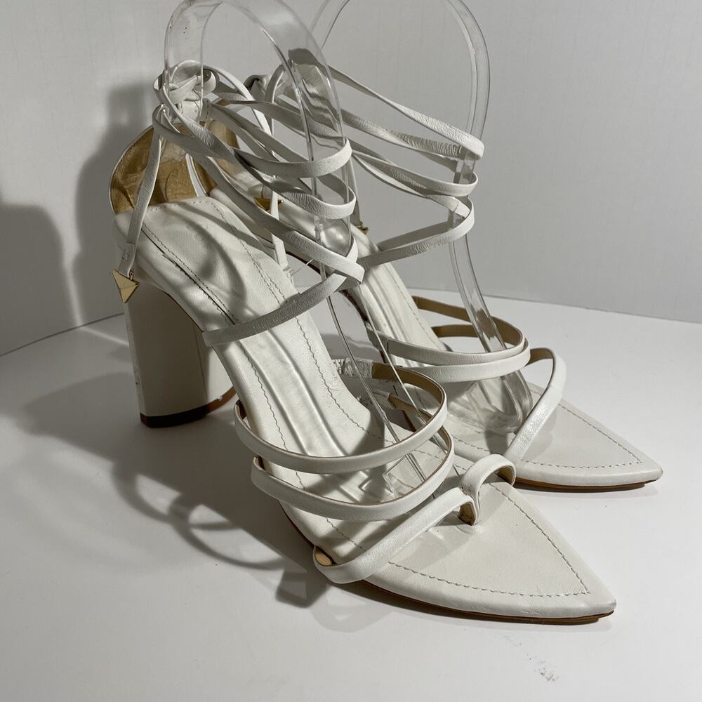 Schutz Leaf Courus Branco Sexy Heels Sz 8B Nappa Leather